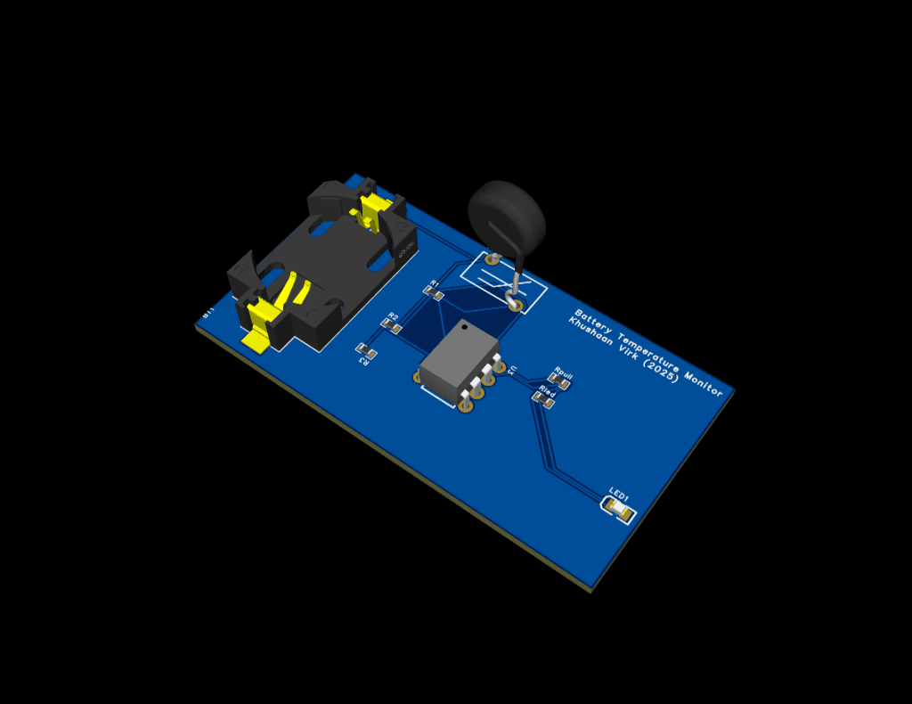 3D render of the assembled board