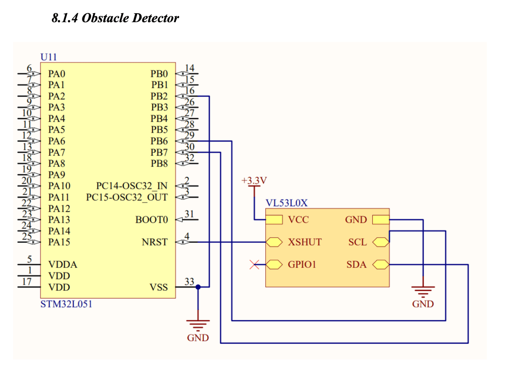 VL53L0X Time-of-Flight collision sensor wiring on I²C